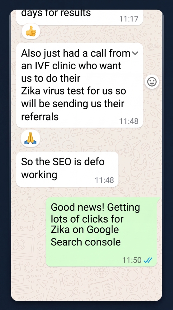 WhatsApp message from Sachin Mehta, Ealing Travel Clinic